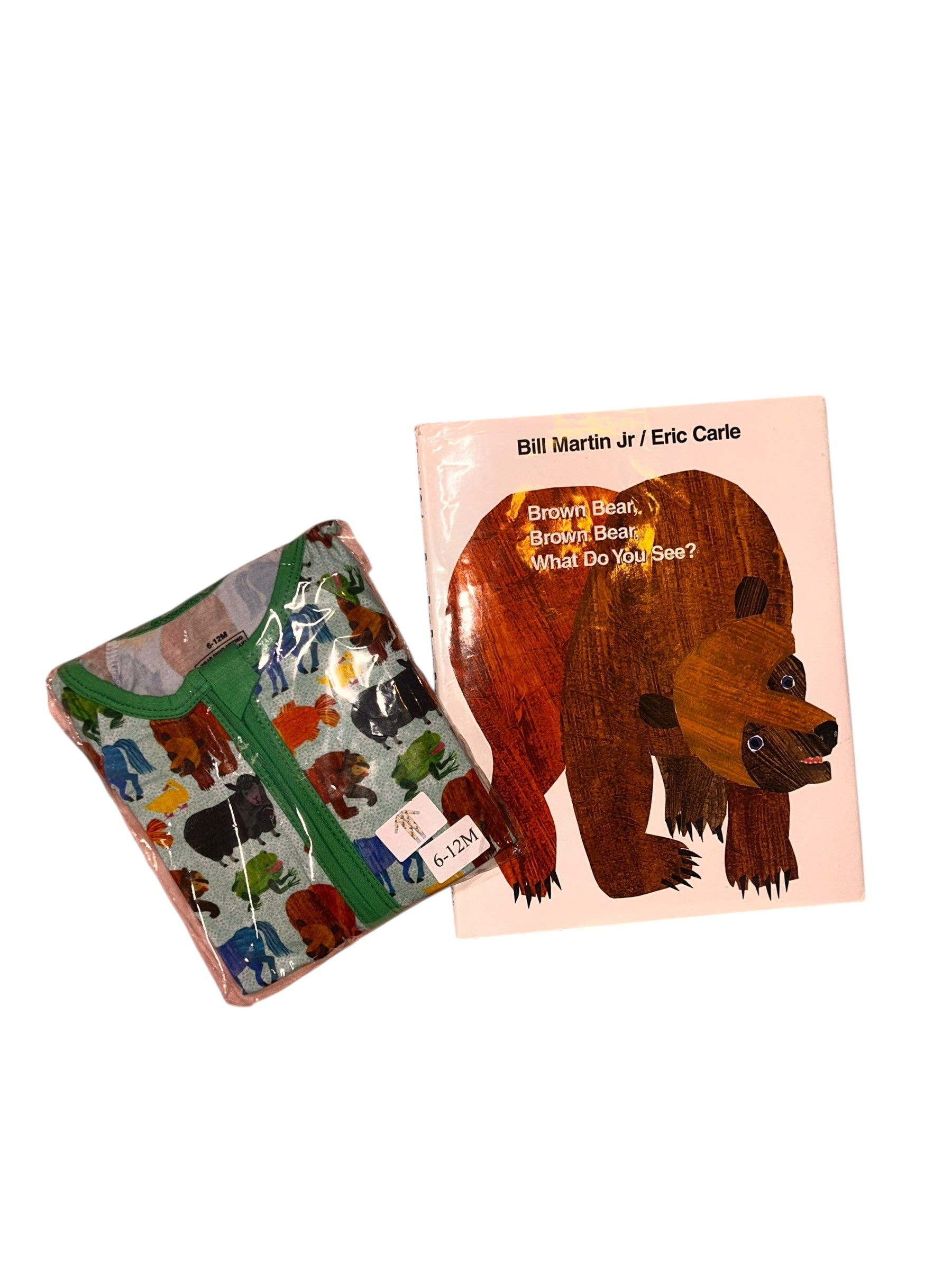 6-12M Brown Bear bamboo zippy & Book $22