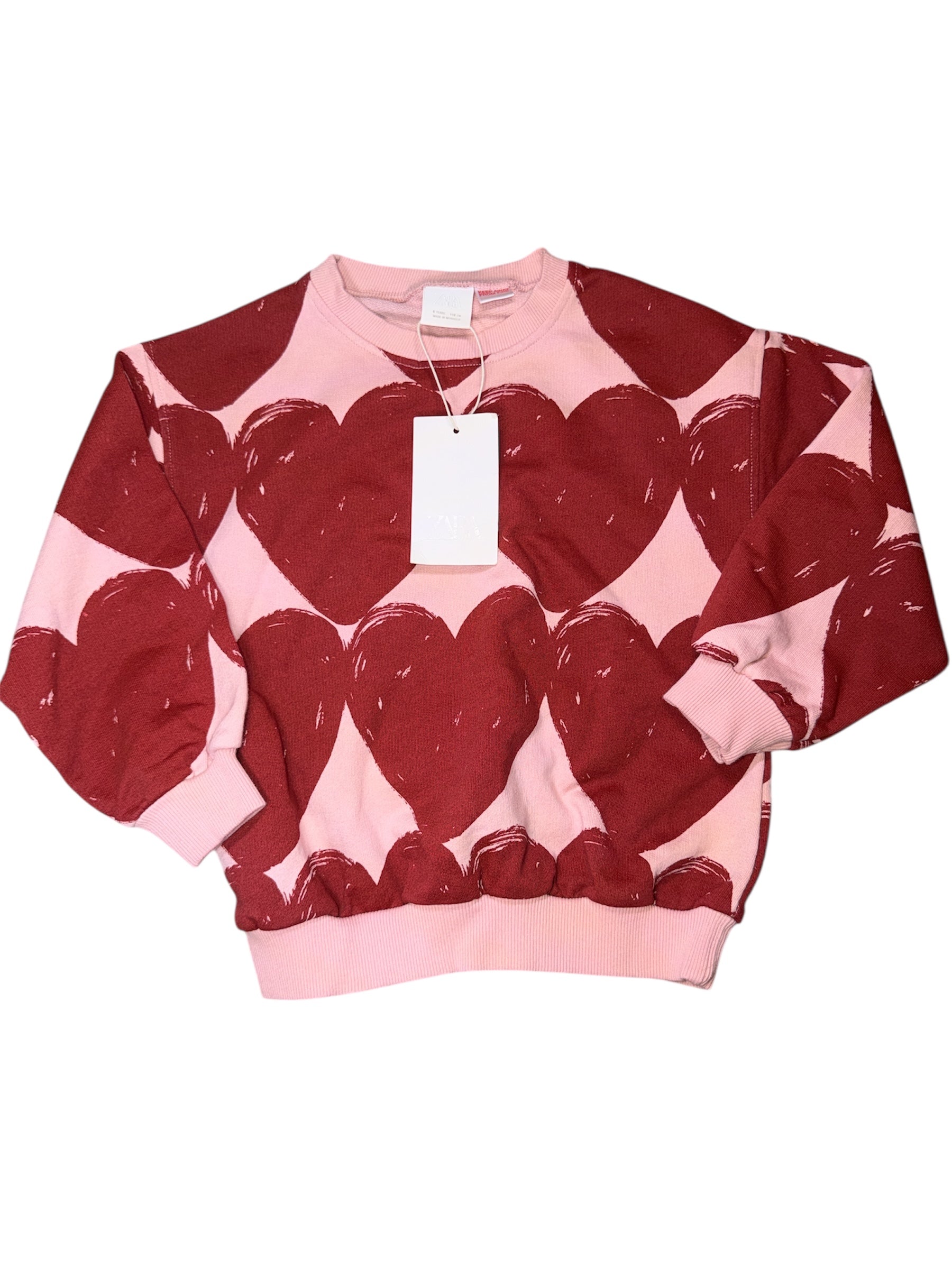 Zara Size 6 Heart Crewneck NWT $15